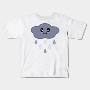 Kawaii Cute Happy Stormy Rain Cloud Kids T-Shirt